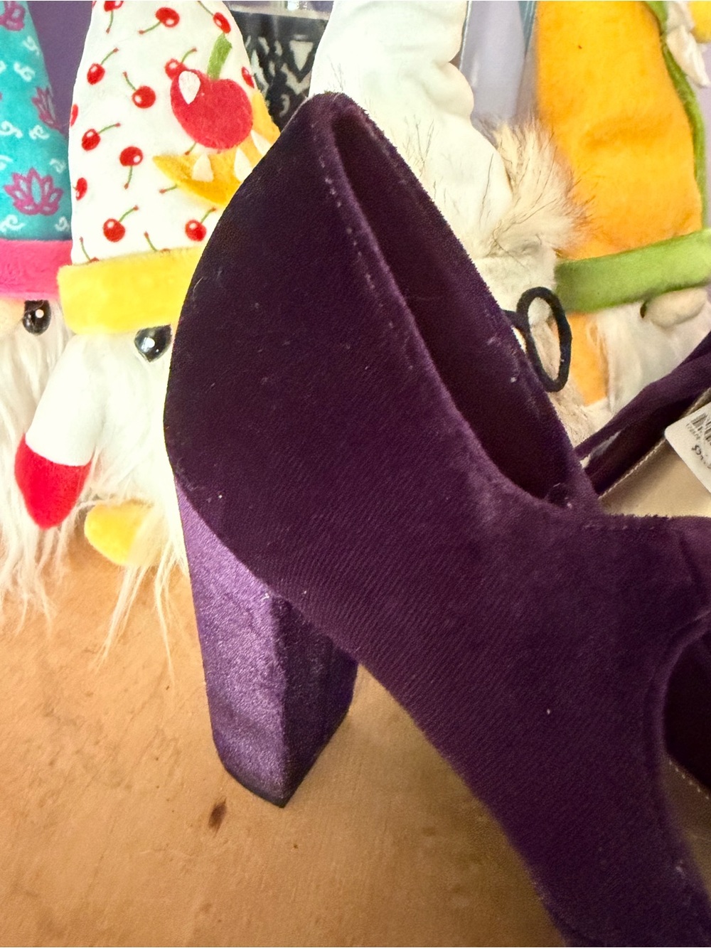 Christian Siriano Purple Velvet Mary Jane Block Heels - Picture 3 of 6